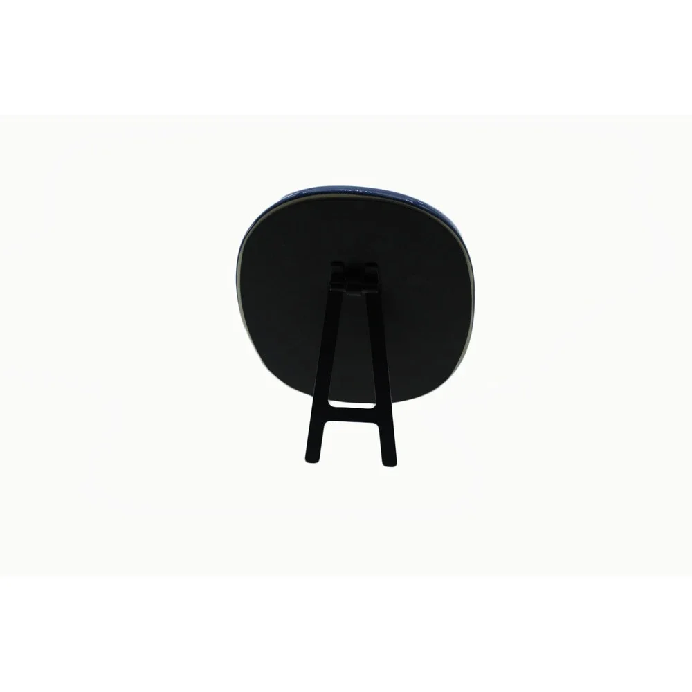 Blue Scalloped Ceramic Tabletop‎ Mirror Oval Petal Border Vanity Decor 8.25in